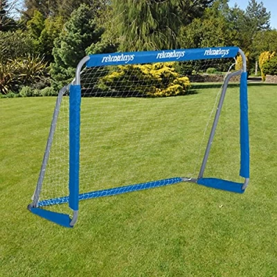 Image of Relaxdays Boys&#039; Football Goal for Garden Children Adults Metal with Net HBT 110 x 15 Grey/Blue 1 Piece EU