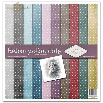 Image of ITD Collection Scrapbooking Package 12 x inches, Paper, Decorative decoupage, Card Making, Paper Size 310 320 mm (Retro Polka dots, SLS 015)