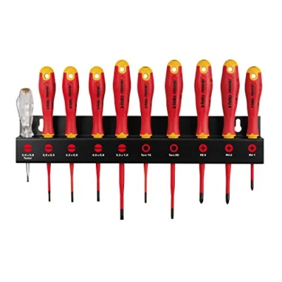 Image of Felo Screwdriver Set XL E Slim VDE with Tool Holder 10 Piece SL, PH, PZ, Tx