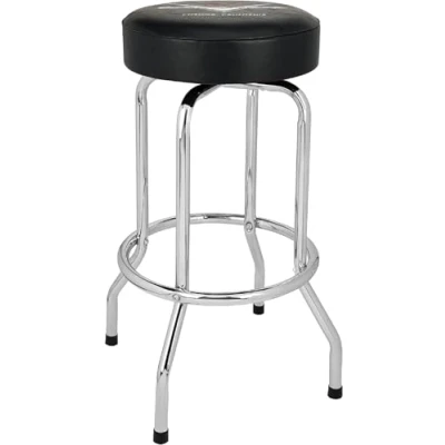 Image of Fender Barstool, Perfect for Guitar Players and Fans, Custom Shop Chevron Logo 30&quot;, Black Chrome