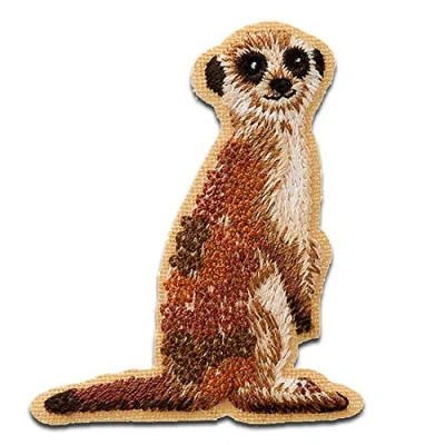 Image of Meerkats Animal Iron on Patches Adhesive Emblem Stickers Appliques, Size: 5,9 x 5,1 cm