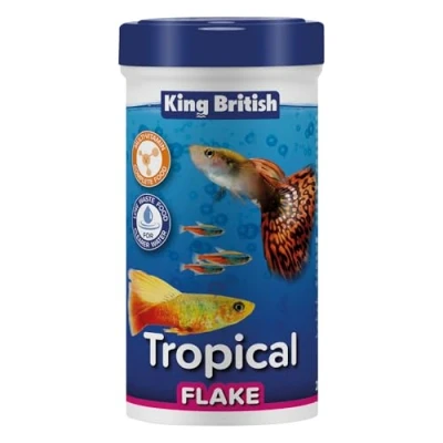 Image of King British Tropical Fish Flake 28g Multi Vitamin Complete Food Clear Water Formula Natural Ingredients For &amp; Other Aquarium