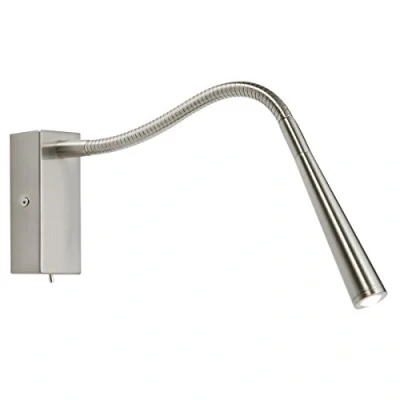 Image of Madison 1W LED Adjustable Arm Gooseneck Brushed Chrome Energy Saving Wall Reading Task Display Light with Toggle Switch