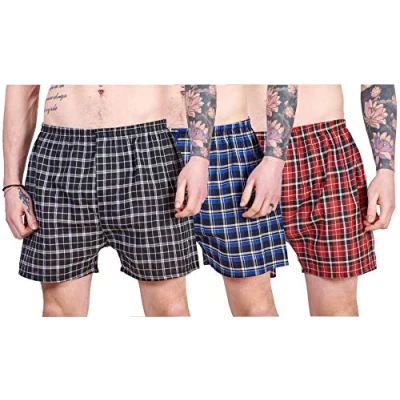 Image of Apparel Mens Woven Boxer Shorts Rich Cotton Elasticated 3 pairs pack underwear M to 2XL