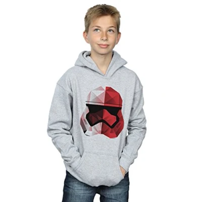 Image of Star Wars Boys The Last Jedi Stormtrooper Red Cubist Helmet Hoodie 12 13 Years Sport Grey