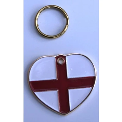 Image of Paradise Pets DOG ID TAG ST GEORGE CROSS ENGLAND ENGLISH FLAG DESIGN ENGRAVED FREE TICK GIFT MESSAGE BOX AND ENTER DETAILS FOR ENGRAVING