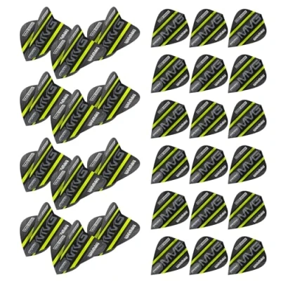 Image of WINMAU Prism Alpha Michael van Gerwen MvG Black and Green Kite Shape dart flights 10 sets per pack (30 in total)