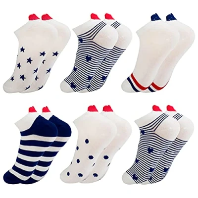 Image of Trainer Socks Womens 4 7: Ladies Ankle Cotton Cute 6 Pair Size 7 Multipack Women Heart