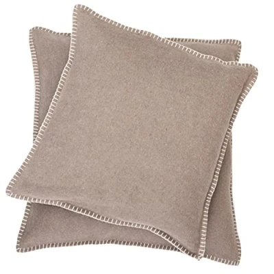 Image of David Fussenegger Sylt Cushion Cover Plain with Embroidery Stitch, Schlamm, 50 cm x