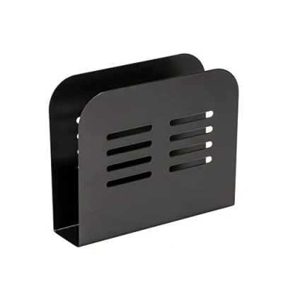 Image of WENKO Baco napkin holder, holder for all common napkins, perfect paper napkins in different designs, made of powder coated metal black, 15 x 12.5 4 cm