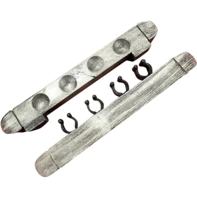 Image of 1 Set Pool Cue Holder, Wall Mounted Wooden with 4 Clips, for Billiards Snooker Accessory (Grey)