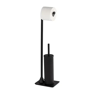 Image of WENKO Hella Toilet Brush Roll Holder, steel, Black, 69 x 20 15 cm