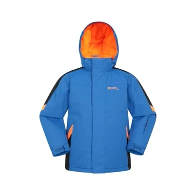 Image of Mountain Warehouse Raptor Kids Ski Jacket Snowproof, Fleece Lined Snow Coat with Hood Boys and Girls Winter Warm Skiing, Snowboarding &amp; Outdoors Cobalt Size 5 6 Years