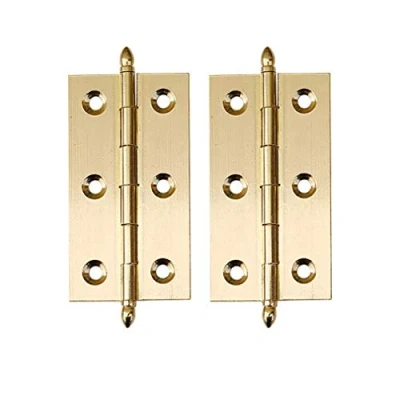 Image of Tiazza 2Pcs 3&quot;/75mm Antique Pure Brass Hinges Furniture Cabinet Drawer Door Crown Head Square (Gold)