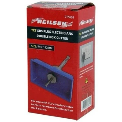 Image of TCT SDS Plus Electricians Box Cutter Masonry Single Double Socket Back Square Circular Rectangle (Rectangle 79x142mm)
