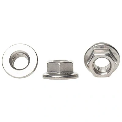 Image of 6mm / M6 A2 Stainless Steel Non Serrated Flanged Nuts Hex Flange Nut DIN 6923 10 Pack