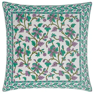 Image of Paoletti Mentera Polyester Filled Cushion,Oasis Green/Lilac,50 x 50cm