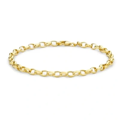 Image of Carissima Gold Women&#039;s 9 ct Yellow Hollow 4 mm Oval Belcher Chain Bracelet of Length 18 cm/7 Inch