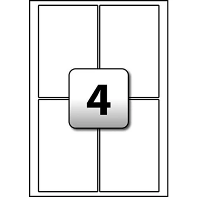 Image of indigo® Multipurpose White A4 Labels 100 Sheets Per Box Inkjet, Laser, and Copier (4 Label Sheet (139 x 99.1mm))