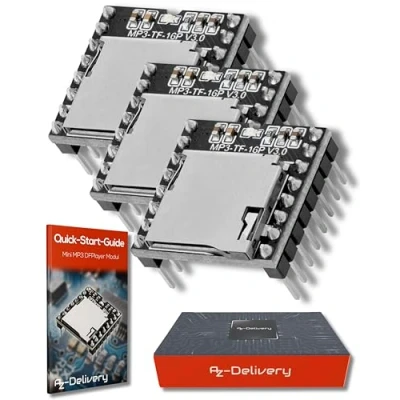 Image of AZDelivery DFPlayer Mini MP3 Player Module Audio Voice Board Shield compatible with Arduino Including E Book!