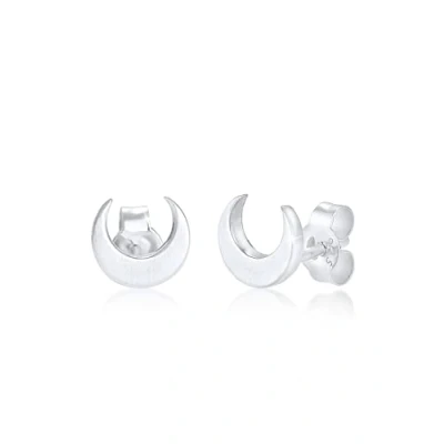Image of Elli Earrings Ladies Stud Crescent Moon Luna Basic Matt in 925 Sterling Silver
