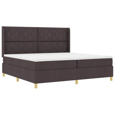 Image of vidaXL Box Spring Bed with Mattress &amp; LED Dark Brown 200x200 cm Fabric