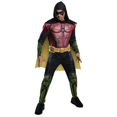 Image of Rubie&#039;s 884822 DC Comics Batman: Arkham City Deluxe Muscle Chest Robin Costume Adult Sized, Multicolor, XL