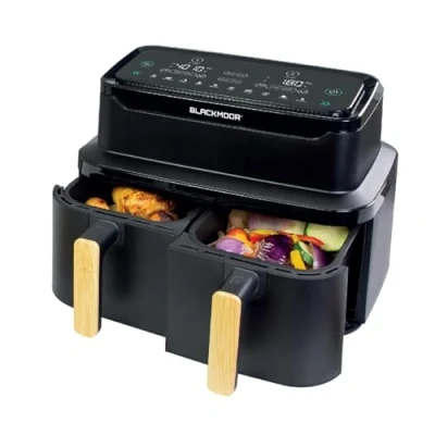 Image of Blackmoor 68229 Nordic Dual Air Fryer/Family Size 8.5L with 2 Detachable Non Stick 4.25L Baskets/Digital Display 10 Cooking Presets, Timer and Adjustable Temperature / 2600W