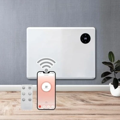 Image of Purus 1000W White WIFI Smart App Control, Electric Radiator Heaters for Home, Bathroom Safe Heater Setback Timer Lot 20 &amp; Thermostat Wall Mounted or Floor Standing with Controller