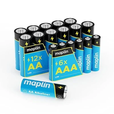 Image of Maplin 12x AA LR6 / 6x AAA LR03 1.5V Alkaline Batteries (Triple A) 7 Year Shelf Life High Performance