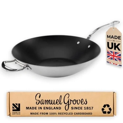 Image of Samuel Groves STP7175RH/NS Classic 40cm Non Stick Stainless Steel Triply Wok