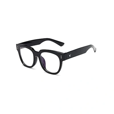 Image of TECH LINE DIRECT Black Retro Frame Eyeglasses Clear Lenses for Women Men Nerd Geek Glasses