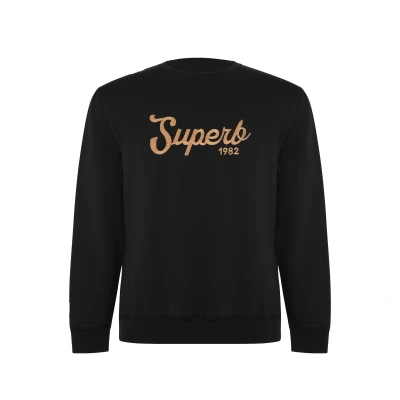 Image of Superb Mens New Vintage SPRBSU 001 unisex long sleeved round neck sweatshirt Black Cotton Size 2XL