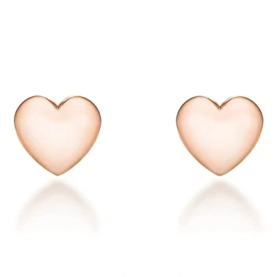 Image of Tuscany Silver Women&#039;s Sterling Rose Gold Plated Heart Stud Earrings