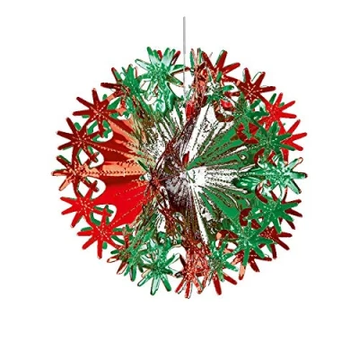 Image of Davies Green/Red Christmas 2 Tone Foil Ceiling Decorations 30cm Ball