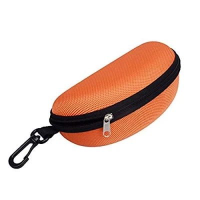 Image of dragonaur home decor Portable Zipper Eyeglass Case with Belt Clip, Clam Shell Eye Glasses Sunglasses Protect Hard Box Orange