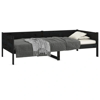 Image of VidaXL Day Bed Without Mattress Black Solid Pine Wood 90x190 cm Single