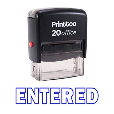 Image of Printtoo Entered Self Inking Rubber Stamp Office Stationary Custom Blue