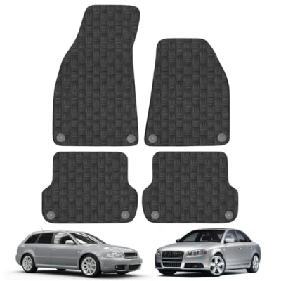 Image of 5mm Rubber Car Mats Compatible With Audi A4 (2002 2008) Tailored Fit Floor Set Accessory Custom Anti Slip Backing Heavy Duty Waterproof Easy Clean Durable All Weather Full Coverage