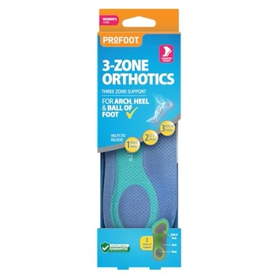 Image of Profoot 3 Zone Orthotics Insole Advanced Support Insoles for Women Ideal Plantar Fasciitis, Knee &amp; Back Pain, and Pronation Relief Achilles Injuries Foot