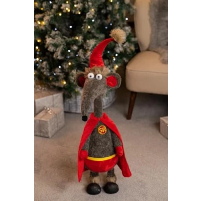 Image of Marco Paul Christmas Super Rat Free standing Soft Plush Festival Accessories Animal Ornament Santa Style Large Figurine for Mice Decoration, Xmas Indoor Decor (108cm)