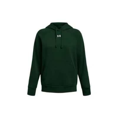 Image of Under Armour Women&#039;s Rival Fleece Hoodie, (301) Forest Green / White, Large