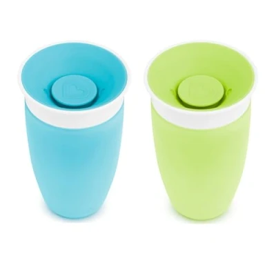 Image of Munchkin Miracle 360 Sippy Cup Toddler BPA Free Baby &amp; Cups Non Spill Dishwasher Safe Leakproof Childrens 12+ Months 10oz/296ml 2 Pack Blue/Green