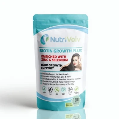 Image of Biotin Hair Growth Zinc &amp; Selenium 180 Tablets 10000µg Skin Nails