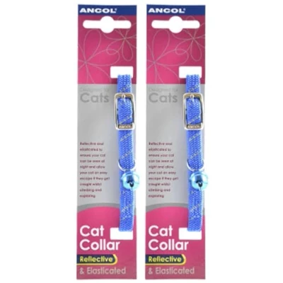 Image of (2 Pack) Ancol Reflective Softweave Cat Collar Blue