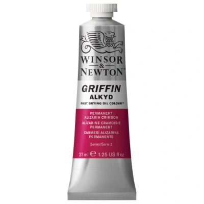 Image of Winsor &amp; Newton 1914468 Griffin 37ml Alkyd Fast Drying Oil Colour Tube Permanent Alizarin Crimson