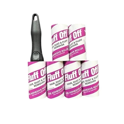 Image of Roll Off lint roller Refills, 10 x 50 Sheet Rolls. Totalling 500 Sheets of Extra Sticky Refills for Clothes, Pet Hair and Furniture. Will fit most handles