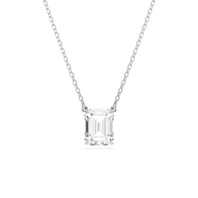 Image of Swarovski Stilla Rhodium Plated Octagon Cut Crystal Pendant