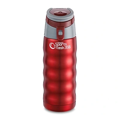 Image of Pioneer Stainless Steel Sports Flask, Double Wall Vacuum Insulated Drinks Bottle, 350ml, Metallic Red