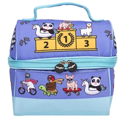 Image of Fringoo Boys Girls Lunch Bag Thermal Insulated Retro Food Carrier School Box for Kids Nursery Lunchie Picnic (Fantasy Race)
